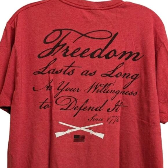 Howitzer T-shirt Red Freedom Lasts As Long As The Willingness to Defend It Men L - Picture 4 of 7